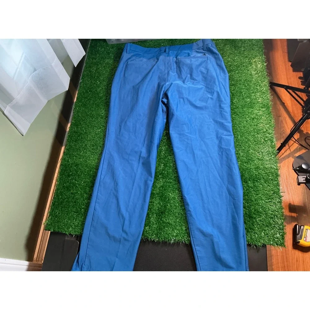 Adidas Mens Golf Pants Blue Flat Front Performance Trousers 36x29